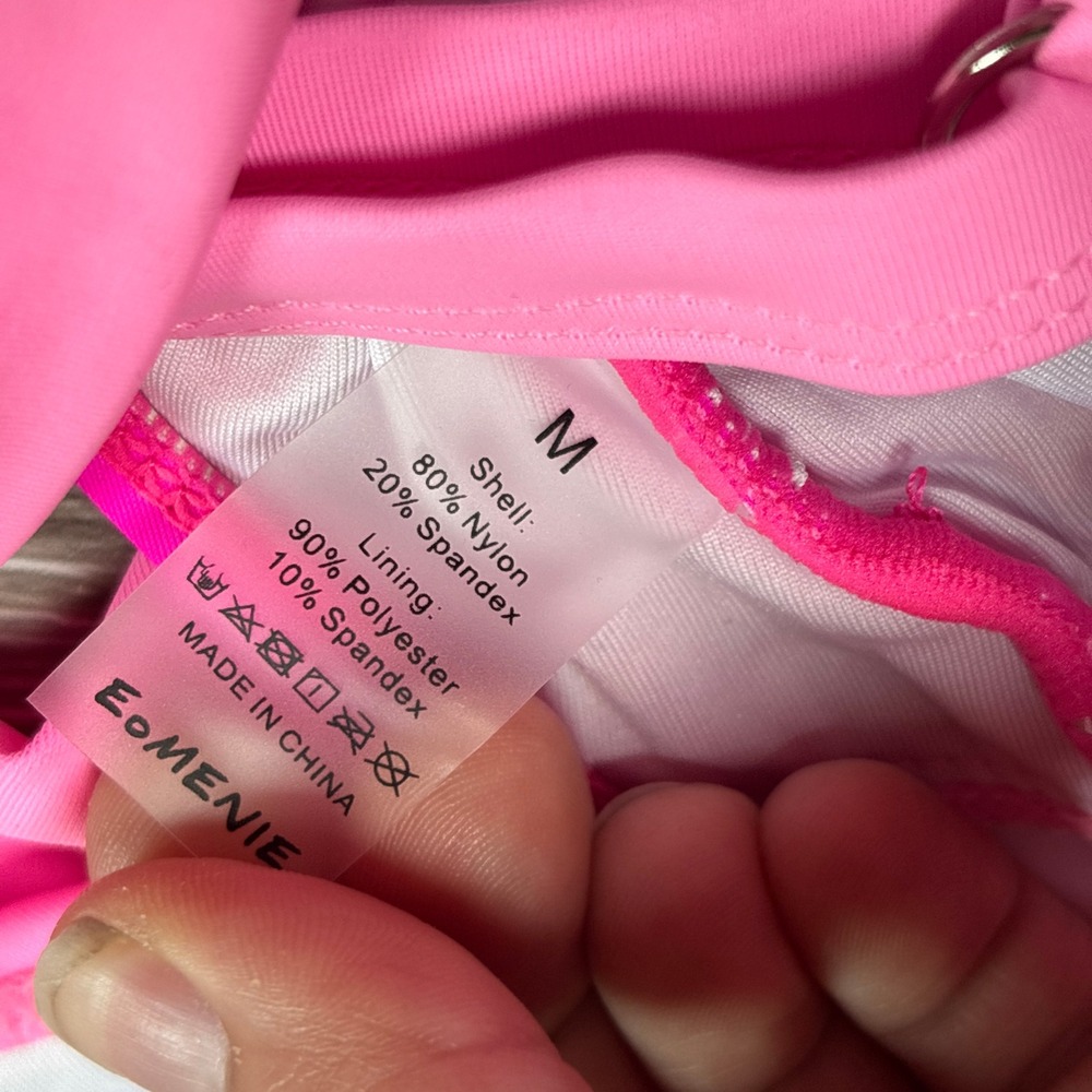 Eomenie Womens Pink Colorblock Cutout One Piece Swimsuit Monokini Size M NEW - Picture 5 of 7